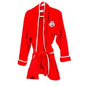 Ohio State Buckeyes Robe Womens Medium Red Plush NCAA Football Lounge Bath Logo